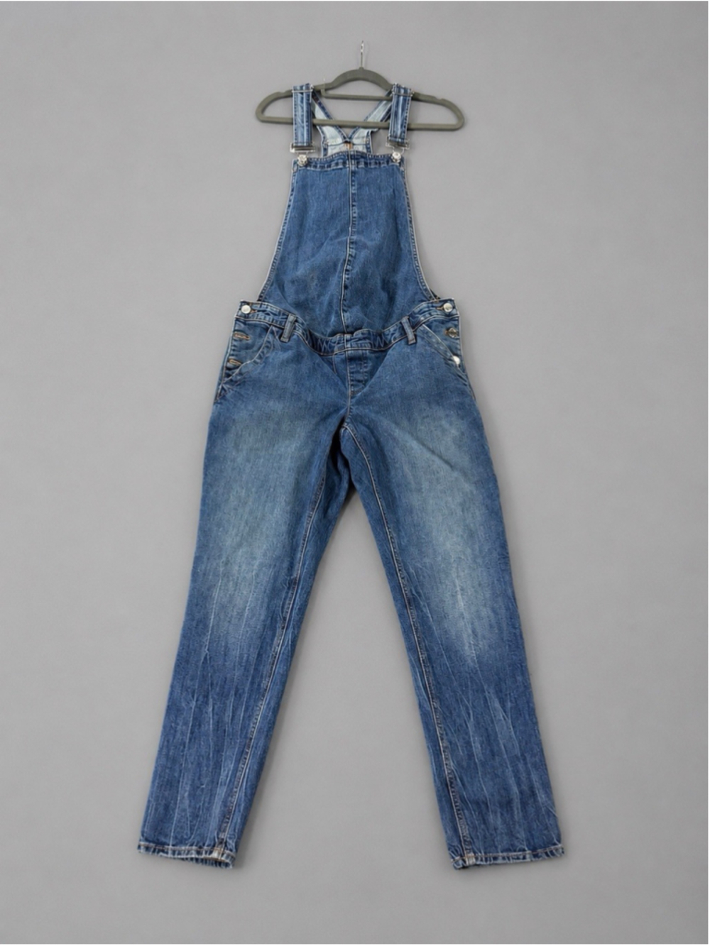 Gap Maternity Denim Overalls Size S Medium Wash Under Belly Adjustable Straps
